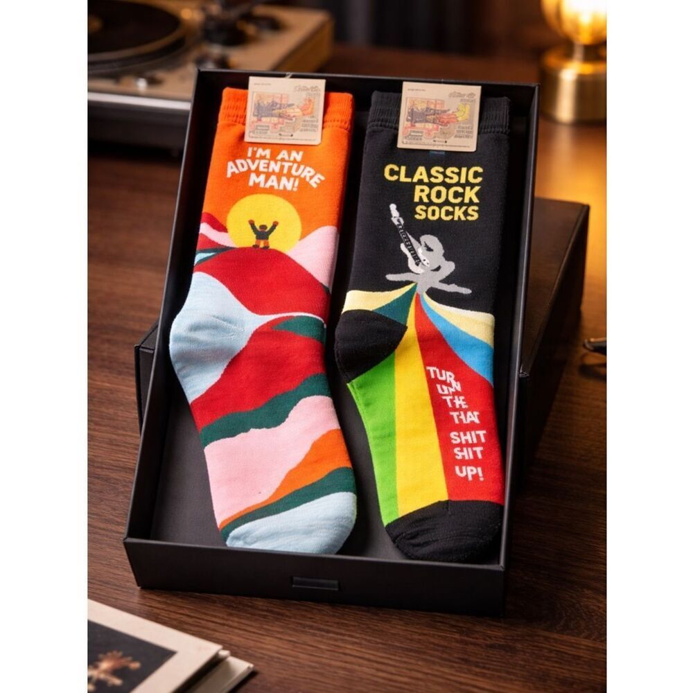 NWT BlueQ Men’s Crew Novelty Socks - 2 Pair - Fits Shoe Size 7-12